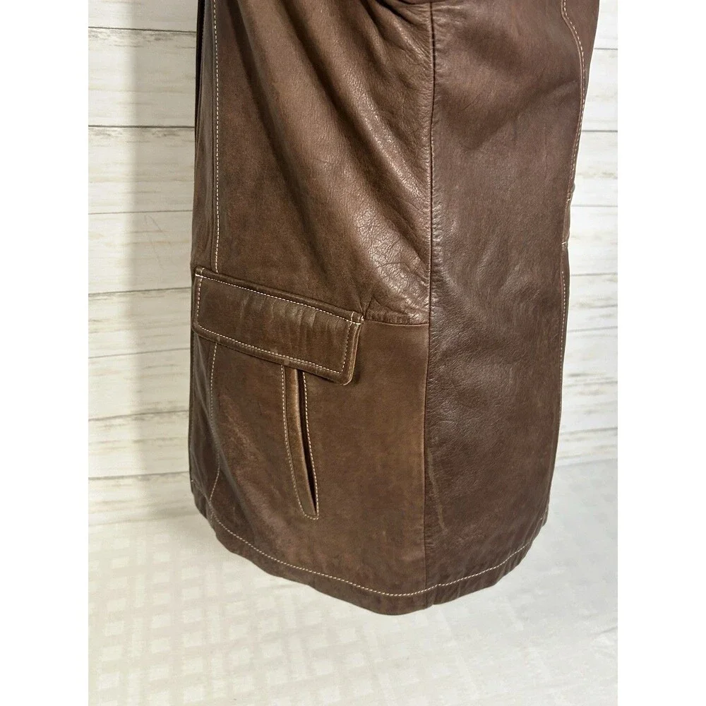 WILSONS LEATHER Size MEDIUM Womens Brown Jacket Lined Insulated motorcycle barn